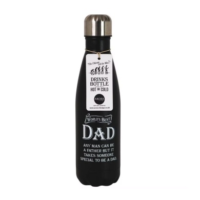 Arora Trinkflasche Papa Worlds Best Dad Stahl 500ml schwarz